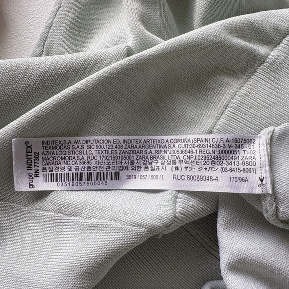 Zara Hooded Sweater Mint Green Size L Pullover Long Sleeve Ribbed Cuffs Stretch - Picture 5 of 8